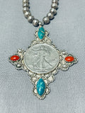 Exceptional Vintage Native American Navajo Damale Turquoise Sterling Silver Necklace-Nativo Arts