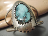 Important Vintage Native American Navajo Last Chance Turquoise Sterling Silver Bracelet Old-Nativo Arts