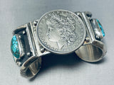 Native American Breathtaking Vintage Old Kingman Turquoise Sterling Silver Dollar Bracelet-Nativo Arts