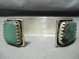 Heavy Vintage Native American Navajo Green Turquoise Sterling Silver Bracelet-Nativo Arts