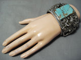 234 Grams Monster Native American Navajo #8 Turquoise Sterling Silver Lizard Bracelet-Nativo Arts