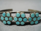 Important Dishta Vintage Zuni Native American Turquoise Sterling Silver Bracelet-Nativo Arts
