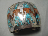 One Of Best Vintage Native American Navajo Dancing Kachina Turquoise Sterling Silver Bracelet-Nativo Arts