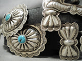 Incredible Vintage Native American Navajo Hand Wrought Sterling Silver Turquoise Concho Belt-Nativo Arts