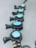 Rare Robins Egg Turquoise Vintage Native American Navajo Sterling Silver Squash Blossom Necklace-Nativo Arts
