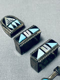 John And Roberta Vintage Native American Zuni Turquoise Sterling Silver Ranger Buckle Set-Nativo Arts