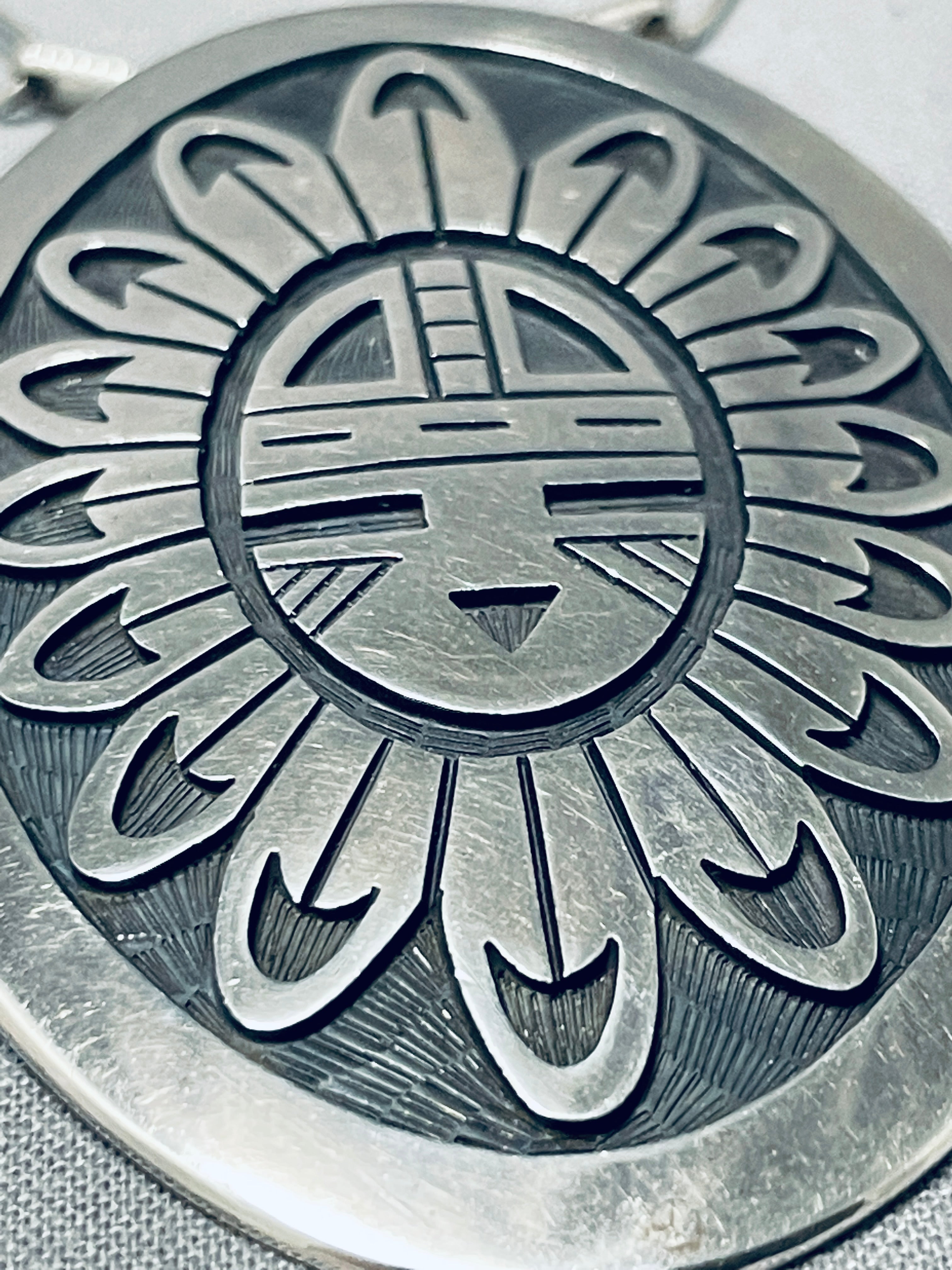 Incredible Vintage Native American Hopi Sterling Silver Necklace 