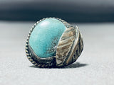 Amazing Leaf Vintage Native American Navajo Turquoise Sterling Silver Ring Old-Nativo Arts
