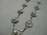 Exquisite Zuni Native American Sleeping Beaut Turquoise Sterling Silver Necklace-Nativo Arts