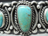 Signed Vintage Native American Navajo Royston Turquoise Sterling Silver Bracelet Old-Nativo Arts