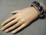 Best Vintage Native American Navajo Slanted Lapis Sterling Silver Bracelet Old-Nativo Arts