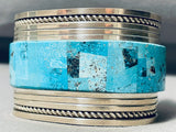 167 Gram Mind Boggling Vintage Native American Navajo Inlay Turquoise Sterling Silver Bracelet-Nativo Arts