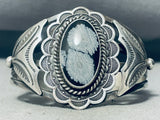 One Of The Best Vintage Native American Navajo Snowflake Obsidian Sterling Silver Bracelet-Nativo Arts
