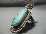 Impressive Vintage Navajo Tuquoise Sterling Silver Native American Ring Old-Nativo Arts