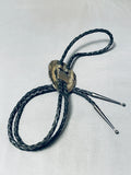 Strong Vintage Native American Navajo Turquoise Bison Sterling Silver Bolo Tie-Nativo Arts