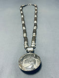 Important Leo Nez Vintage Native American Navajo Tubule Master Sterling Silver Necklace-Nativo Arts