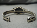 Rare Vintage Native American Navajo Crow Springs Turquoise Coil Sterling Silver Bracelet-Nativo Arts