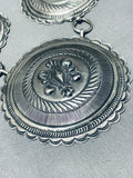 Best Native American Navajo Hand Hammered Sterling Silver Huge Concho Necklace-Nativo Arts