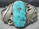 Freddy Guerro Vintage Native American Navajo Carico Lake Turquoise Sterling Silver Bracelet-Nativo Arts