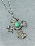 Breathtaking Vintage Native American Navajo Royston Turquoise Sterling Silver Cross-Nativo Arts