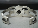 Signed Vintage Native American Navajo Gilbert Turquoise Sterling Silver Bracelet-Nativo Arts