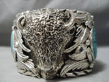 Crazy Buffalo Heavy Native American Turquoise Sterling Silver Bracelet- 246 Gram-Nativo Arts