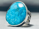 Remarkable Native American Navajo Kingman Turquoise Sterling Silver Ring-Nativo Arts