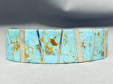 One Of The Best Vintage Native American Navajo #8 Turquoise Inlay Sterling Silver Bracelet-Nativo Arts