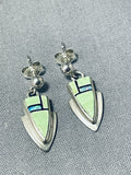Fabulous Vintage Native American Navajo Gaspeite Sterling Silver Earrings-Nativo Arts