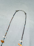 Colorful Native American Zuni Turquoise Shell Coral Bear Birds Fetish Sterling Silver Necklace-Nativo Arts