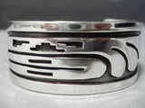 Detailed Vintage Native American Navajo Hopi Rounded Overlay Sterling Silver Bracelet-Nativo Arts