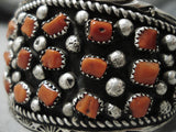 Opulent Vintage Navajo Coral Sterling Silver Native American Bracelet Old-Nativo Arts