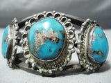 Ideal Museum Quality Vintage Native American Navajo Morenci Turquoise Sterling Silver Bracelet-Nativo Arts