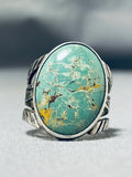 Unforgettable Vintage Native American Navajo Carico Lake Turquoise Sterling Silver Ring-Nativo Arts