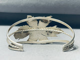 So Beautiful! Happy Vintage Native American Navajo Opal Turquoise Sterling Silver Leaf Bracelet-Nativo Arts