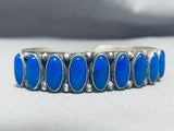 One Of The Finest Vintage Native American Navajo Domed Lapis Sterling Silver Bracelet-Nativo Arts
