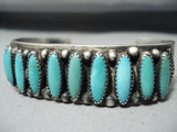 Native American Rare Long Tubule Turquoise Sterling Silver Bracelet-Nativo Arts