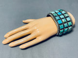 One Of The Best Vintage Native American Navajo Square Turquoise Sterling Silver Bracelet-Nativo Arts