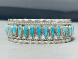 Spectacular Native American Navajo Turquoise Teardrop Sterling Silver Tommy Lowe Bracelet-Nativo Arts