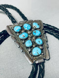 Outstanding Vintage Native American Navajo Kingman Turquoise Sterling Silver Bolo-Nativo Arts