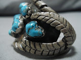 Tremendous Vintage Native American Navajo Morenci Turquoise Nugget Sterling Silver Bracelet-Nativo Arts