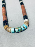 Native American Unique Vintage Santo Domingo Turquoise Pipestone Sterling Silver Necklace-Nativo Arts