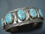 One Of The Best Vintage Native American Navajo Inlaid Turquoise Sterling Silver Bracelet-Nativo Arts
