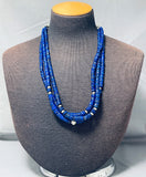 One Of The Best Native American Navajo Lapis Sterling Silver Hand Tooled Necklace-Nativo Arts
