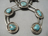 Bisbee Turquoise Vintage Native American Navajo Sterling Silver Squash Blossom Necklace Old-Nativo Arts