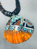 Native American Astounding Santo Domingo Turquoise Sterling Silver Shell Necklace-Nativo Arts