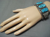 Expressive Vintage Native American Navajo Sleeping Beauty Turquoise Sterling Silver Bracelet-Nativo Arts