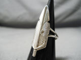 Detailed Vintage Navajo Sterling Silver Feather Ring Native American-Nativo Arts