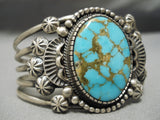Important Vintage Native American Navajo Verdy Jake #8 Turquoise Sterling Silver Bracelet-Nativo Arts
