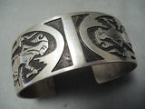 Incredible Detail!! Vintage Native American Navajo Double Kachina Sterling Silver Bracelet-Nativo Arts